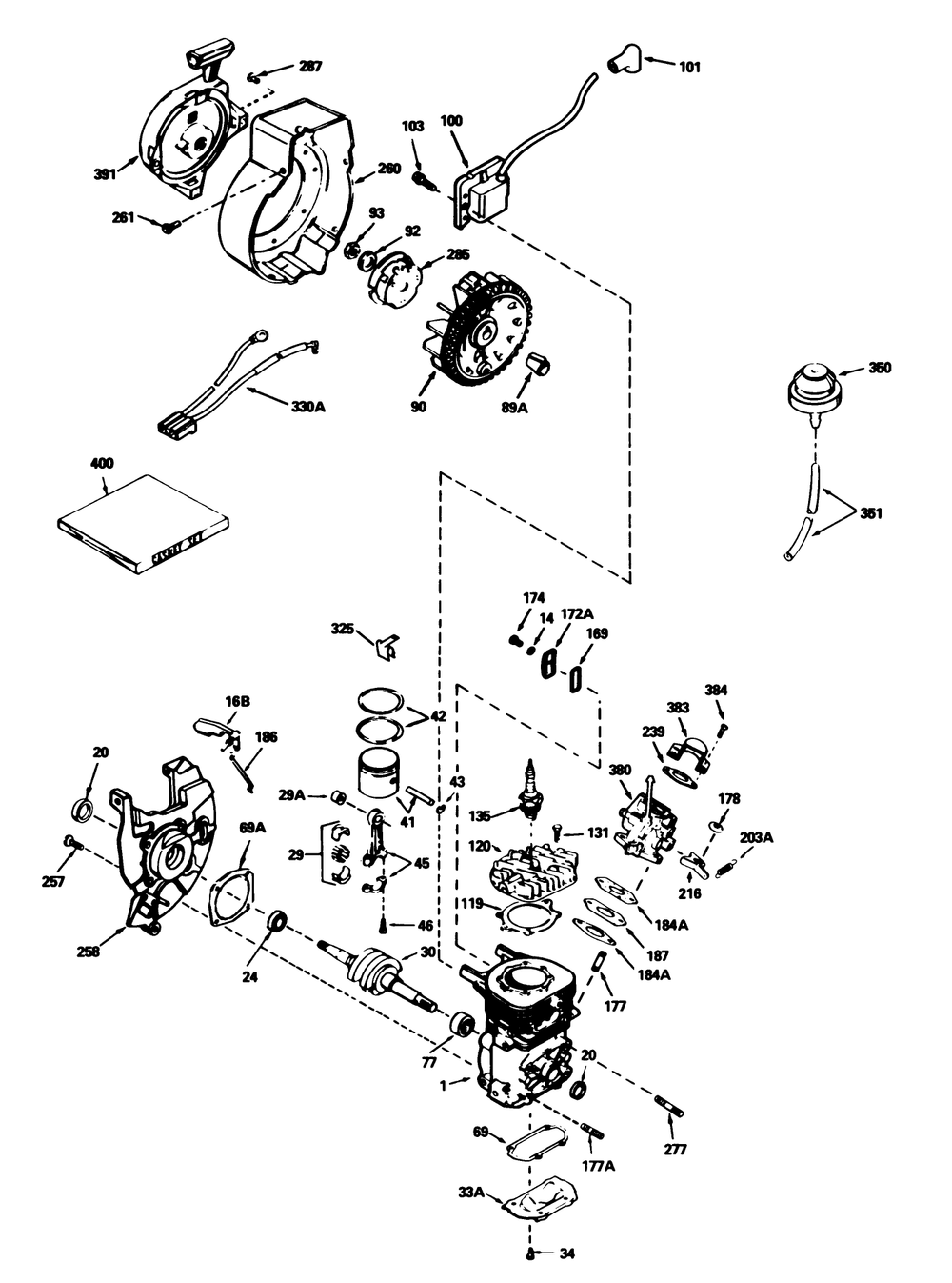 Engine Tecumseh Model No. Ah-600 Type 1623-P Diagram and Parts List for 38162 1000001 - 1999999 Toro Snow Blower