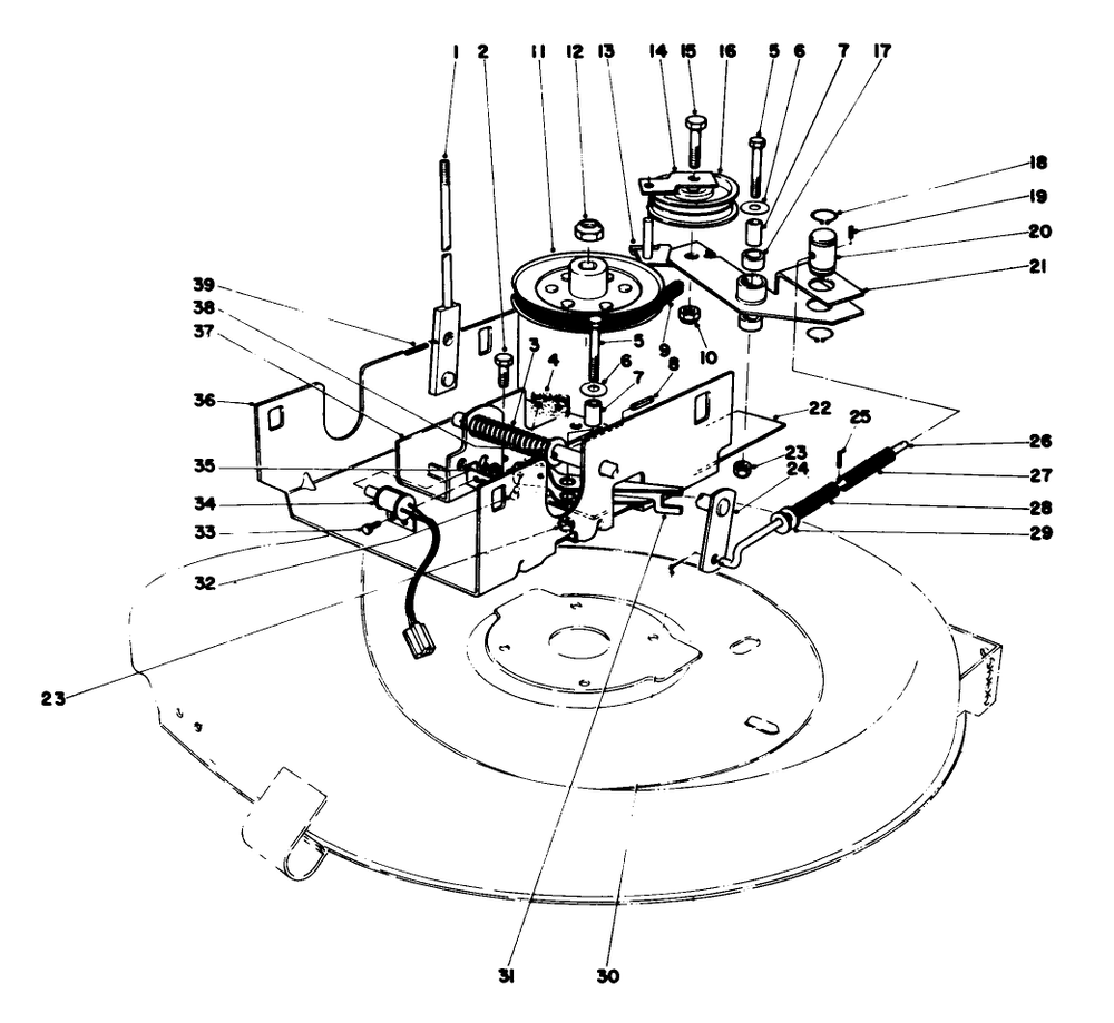 Blade Drive Assembly Diagram and Parts List for 56125 3000001 - 3999999 Toro Lawn Tractor