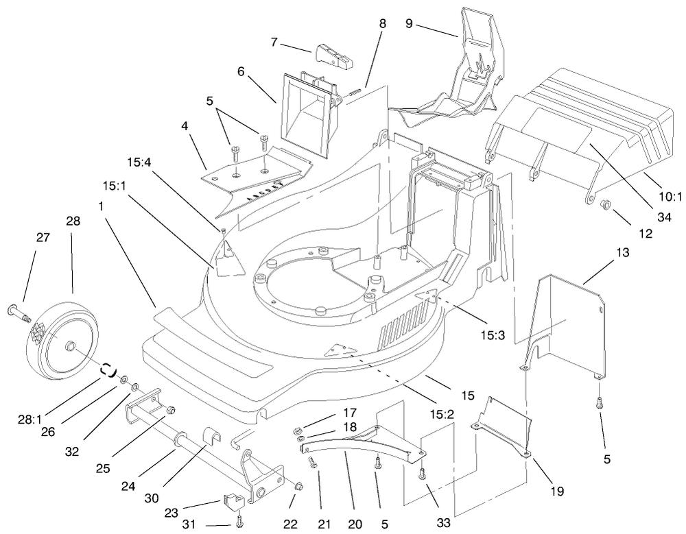 Deck Assembly Diagram and Parts List for 21050 8900001 - 8999999 Toro Lawn Mower