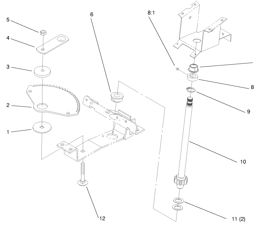 Lower Steering Diagram and Parts List for 72104 7900001 - 7999999 Toro Lawn Tractor