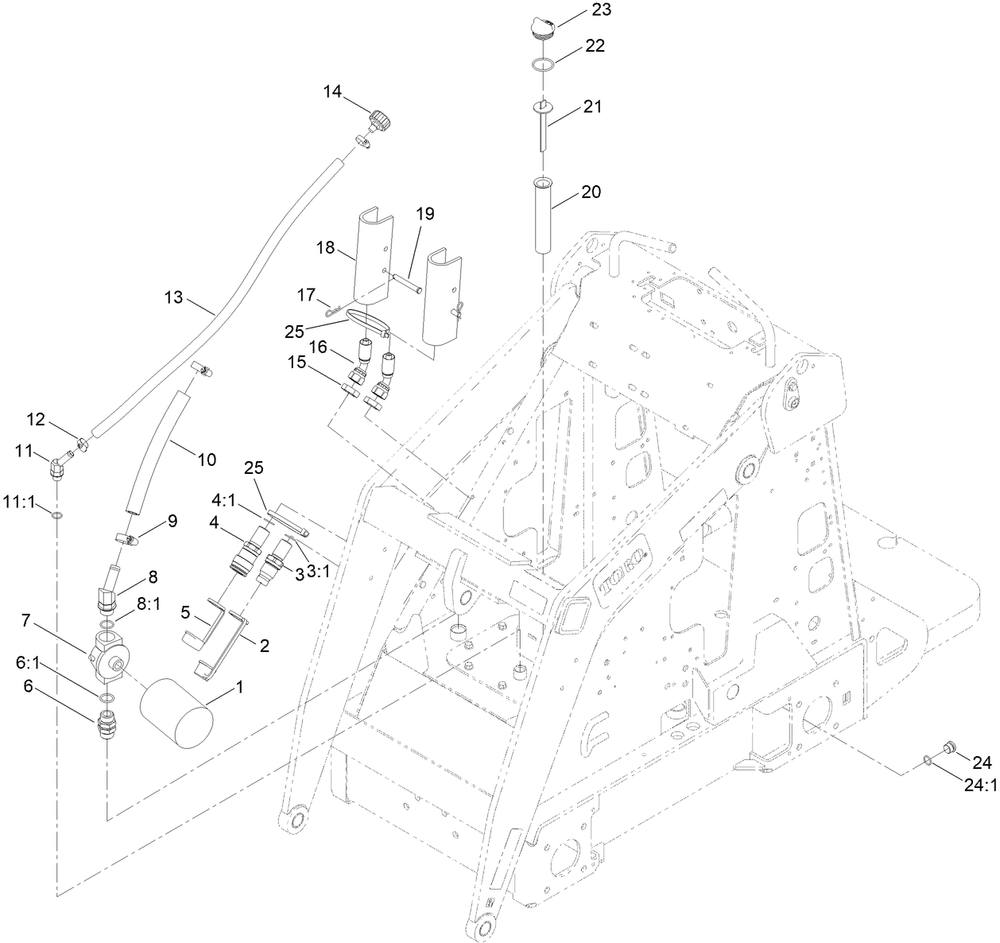 Hydraulic Assembly Diagram and Parts List for 22218 407600000 - 411799999 Toro Lawn Tractor Accessories