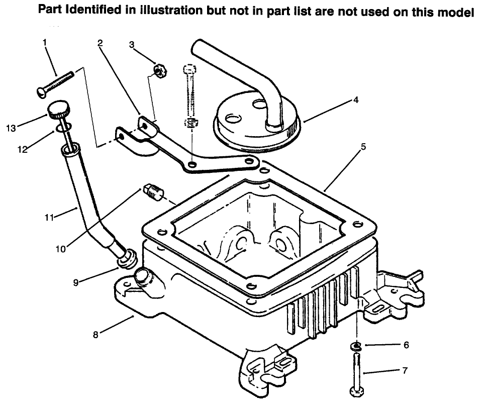 Oil Fill Tube & Base Diagram and Parts List for 73422 6900001 - 6999999 Toro Lawn Tractor