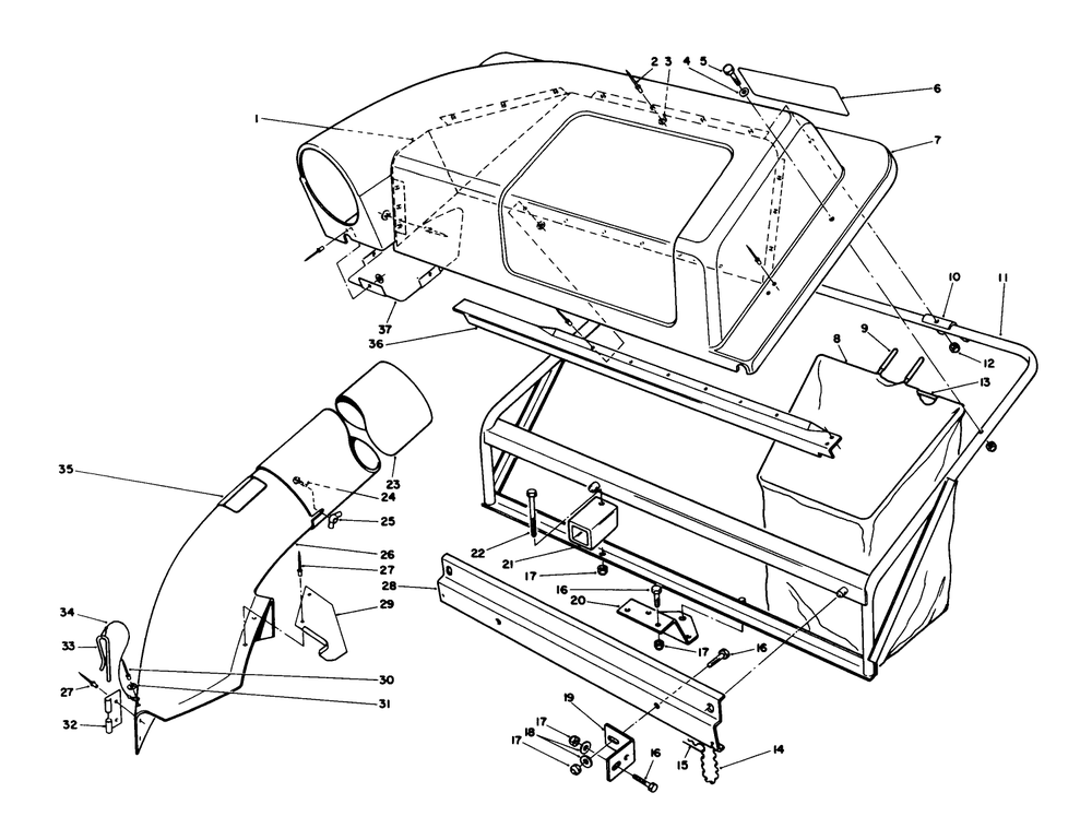 Twin Bagger Grass Catcher Model No. 59122 (Optional) Diagram and Parts List for 56155 7000001 - 7999999 Toro Lawn Tractor