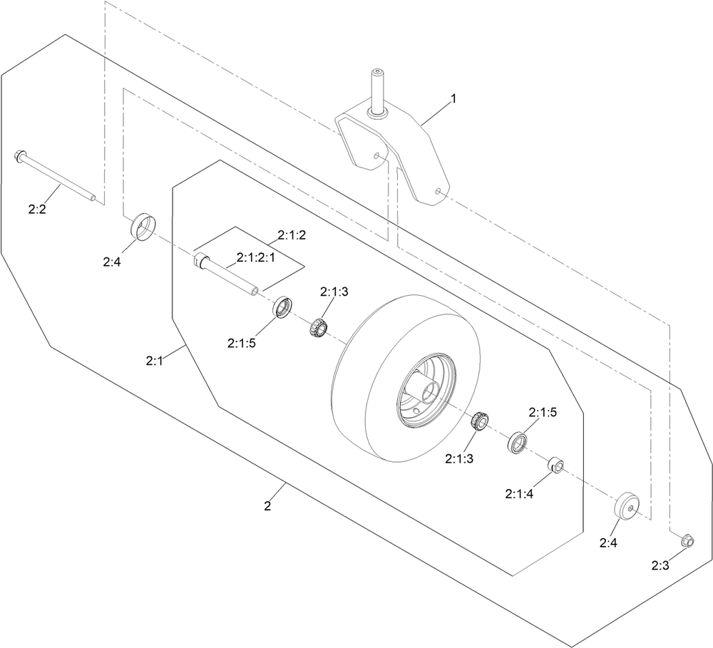 Caster Wheel And Fork Assembly Diagram and Parts List for 76601 413000000 - 414709525 Toro Lawn Tractor