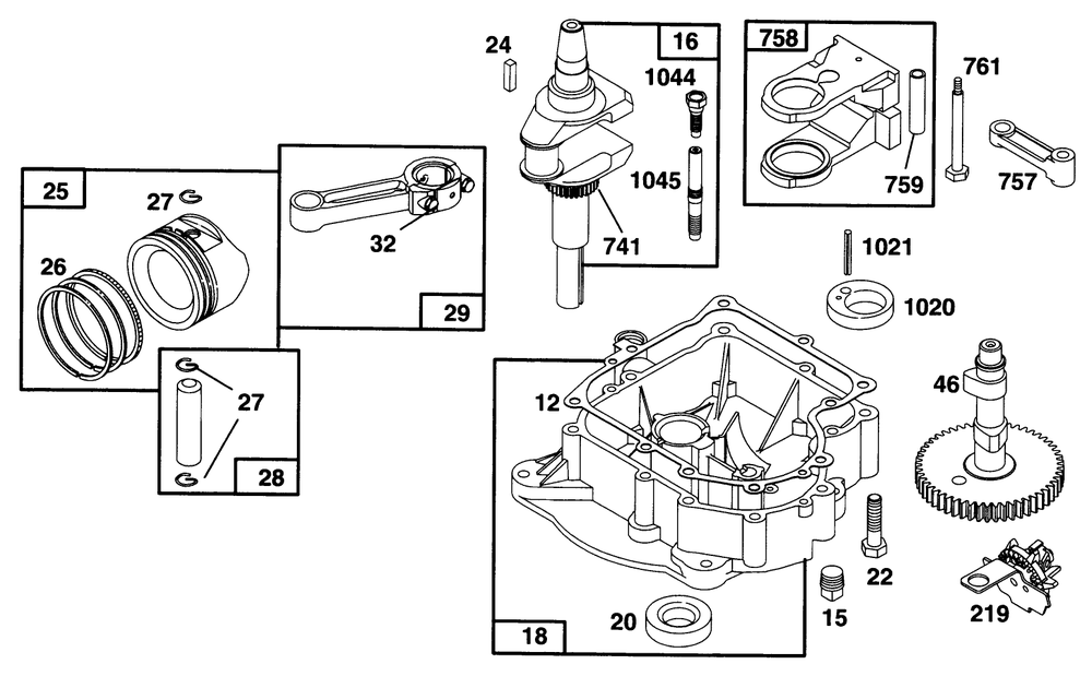Engine Briggs & Stratton Model 28n707-0131-01 Diagram and Parts List for 71193 6900001 - 6999999 Toro Lawn Tractor