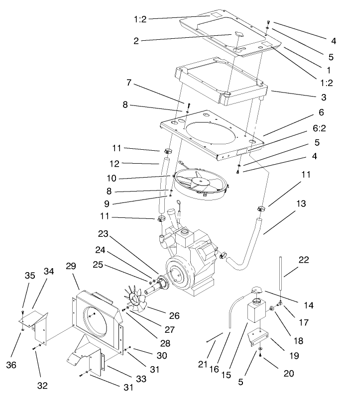 Engine Assembly Diagram and Parts List for 74212 (990001-991000)(1999) Toro Lawn Mower