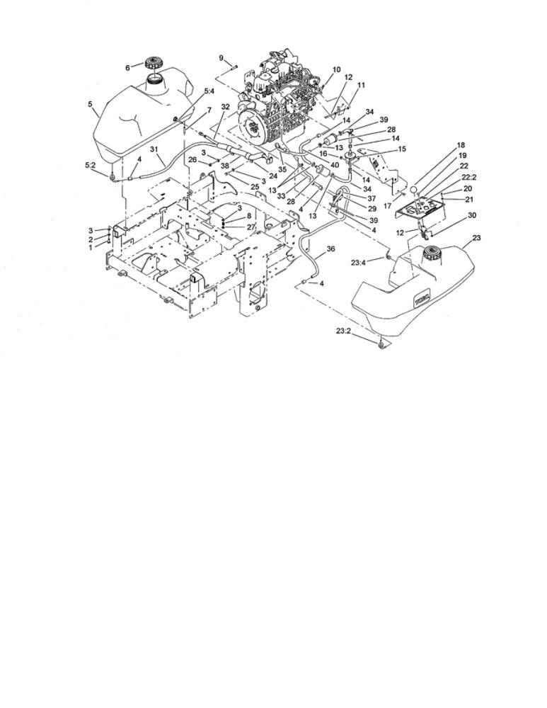 Throttle/Control Panel/Fuel Tank Diagram and Parts List for 74264 260000001 AND UP Toro Lawn Mower