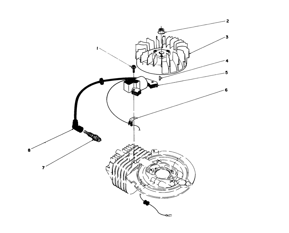 Flywheel & Magneto Assembly Diagram and Parts List for 16202C 5000001 - 5999999 Toro Lawn Mower