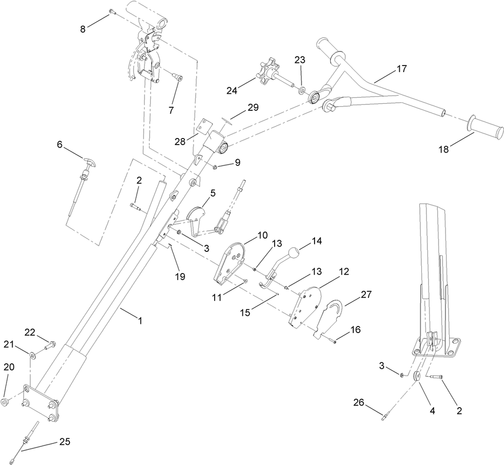 Pro-Pitch Handle Assembly No. 125-6200 Diagram and Parts List for 68051 400000000 - 401999999 Toro Cement Mixer