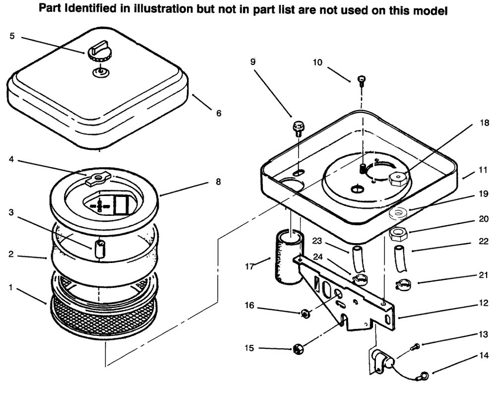 Air Cleaner Diagram and Parts List for 73422 6900001 - 6999999 Toro Lawn Tractor