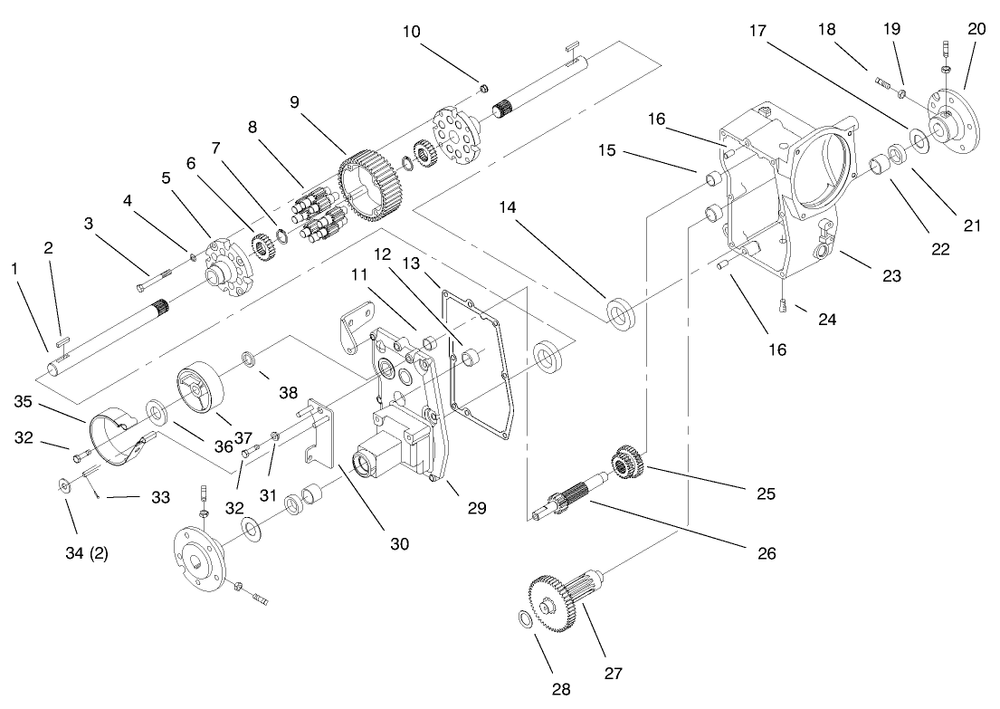 Hydro Trans Axle Assembly Diagram and Parts List for 73547 9900001 - 9999999 Toro Lawn Tractor