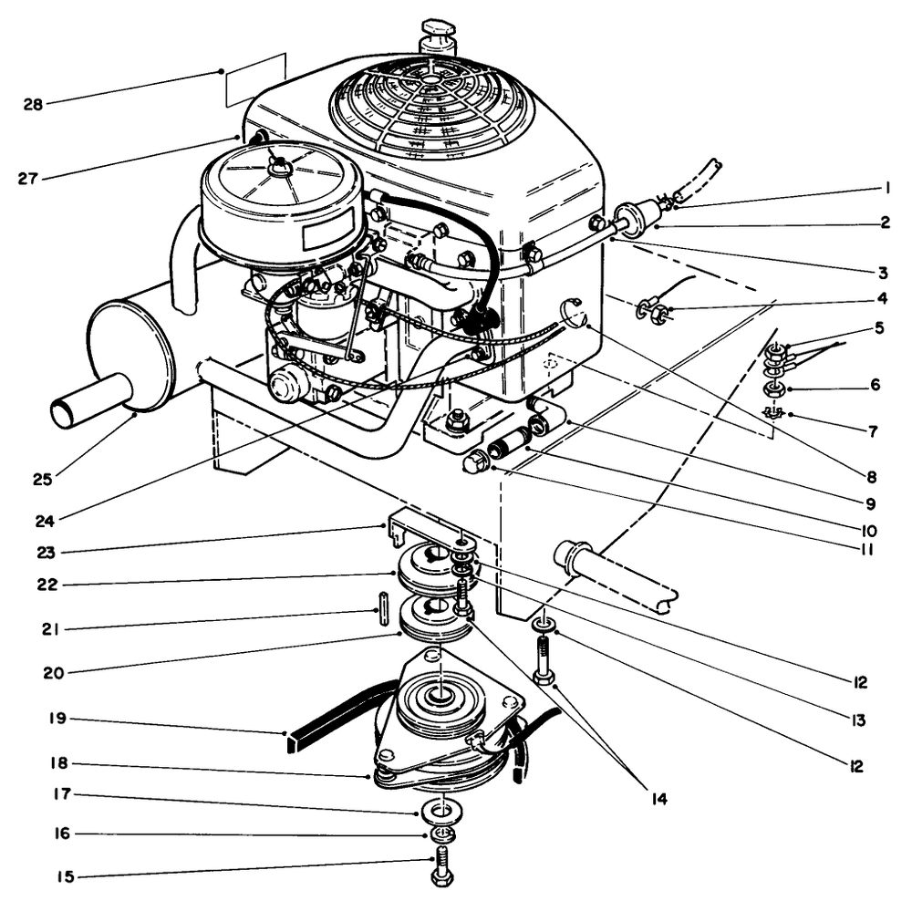 Engine Assembly Diagram and Parts List for 30180 100001 - 199999 Toro Lawn Tractor Accessories