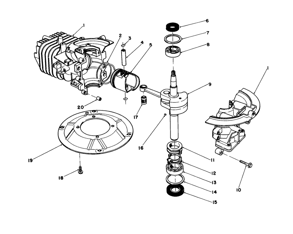 Crankshaft Assembly Diagram and Parts List for 16212C 6000001 - 6999999 Toro Lawn Mower