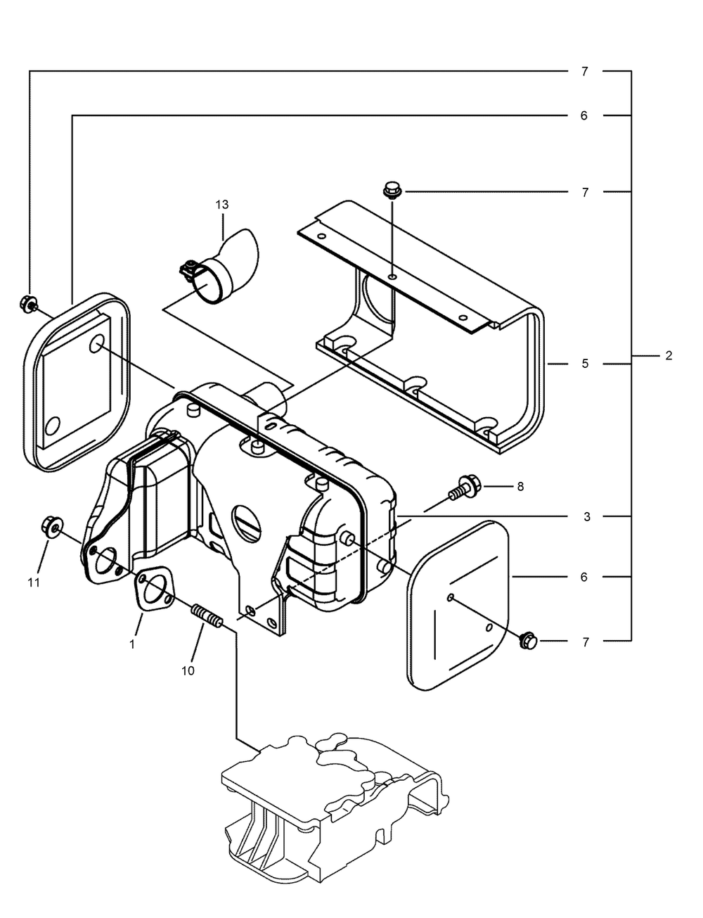 Exhaust Muffler Assembly Diagram and Parts List for 23897 400000000 - 999999999 Toro Lawn Tractor Accessories