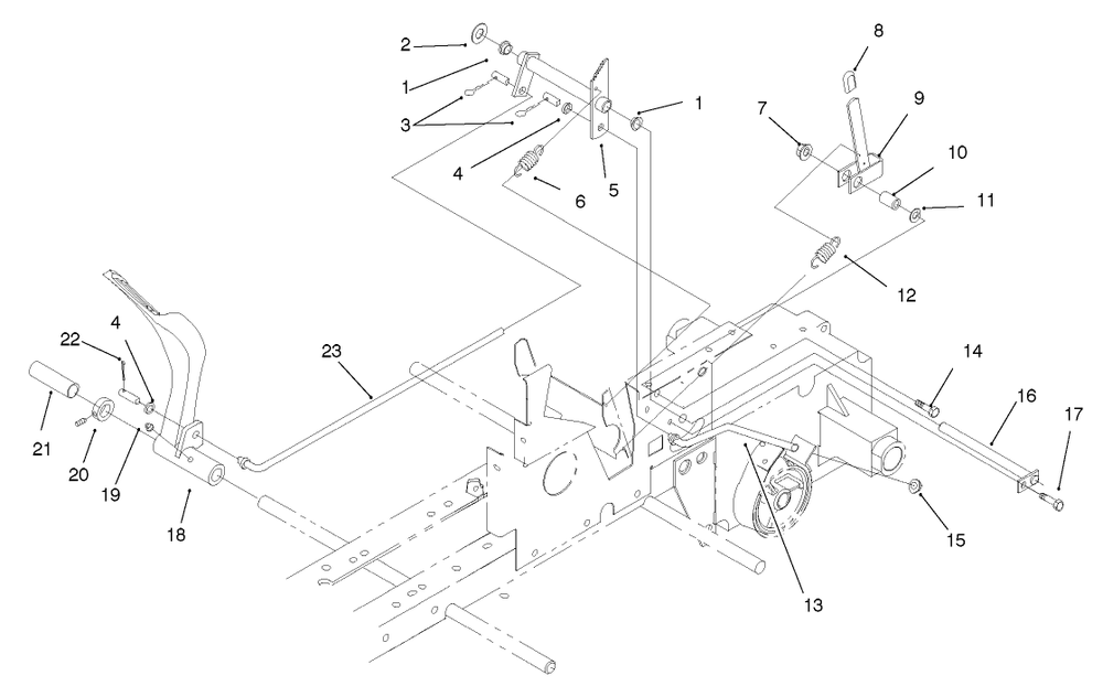Brake Diagram and Parts List for 73448 8900001 - 8900499 Toro Lawn Tractor