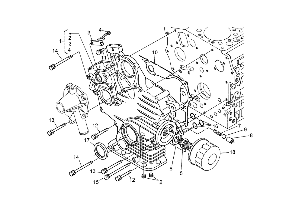 Gear Case And Oil Filter Cartridge Assembly Diagram and Parts List for 74264TE (260000001-260999999)(2006) Toro Lawn Mower