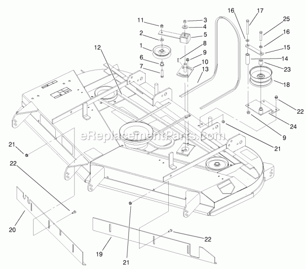 Belts And Idler Arm Assembly Diagram and Parts List for 74218 200000001-200999999 Toro Lawn Mower