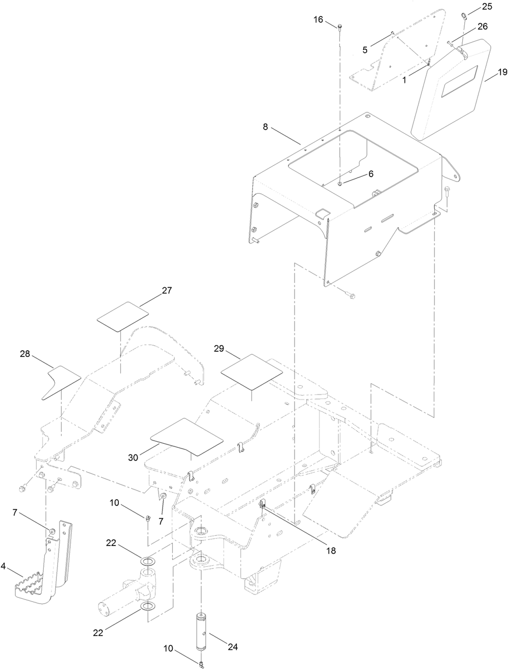 Support And Floorboard Assembly Diagram and Parts List for 25403 400000000 - 401399999 Toro Lawn Tractor Accessories