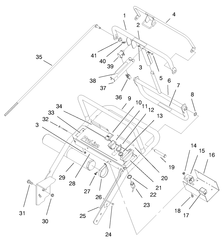 Handle And Control Panel Assembly Diagram and Parts List for 30159 890001 - 899999 Toro Lawn Tractor Accessories