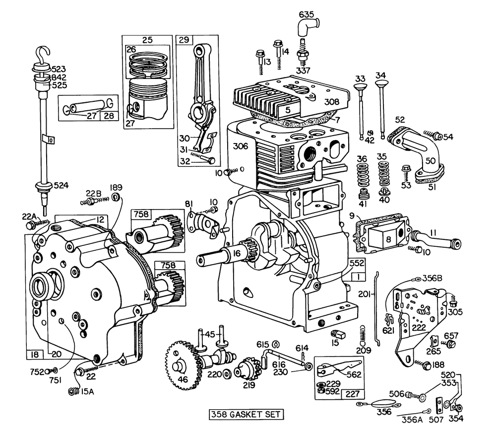 Engine Briggs & Stratton Model No. 251417 Type No. 0140-01 Diagram and Parts List for 31995 5000001 - 5999999 Toro Snow Blower