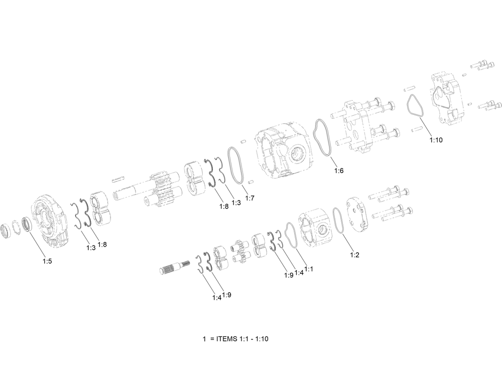 Hydraulic Gear Pump Assembly No. 121-1952 Diagram and Parts List for 23214 404320000 - 405799999 Toro Stump Grinder