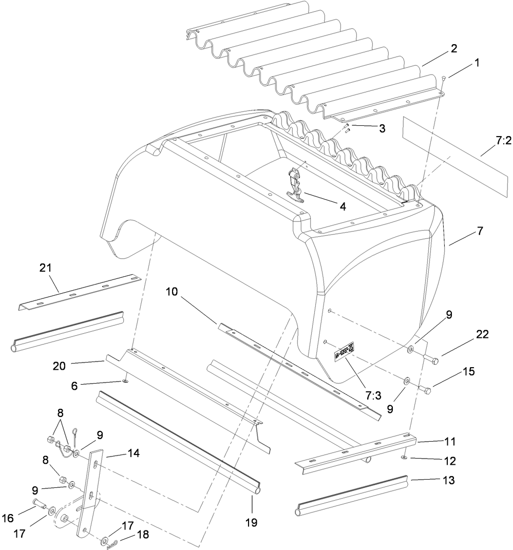 Hood Assembly Diagram and Parts List for 74269 (311000001-311999999)(2011) Toro Lawn Mower
