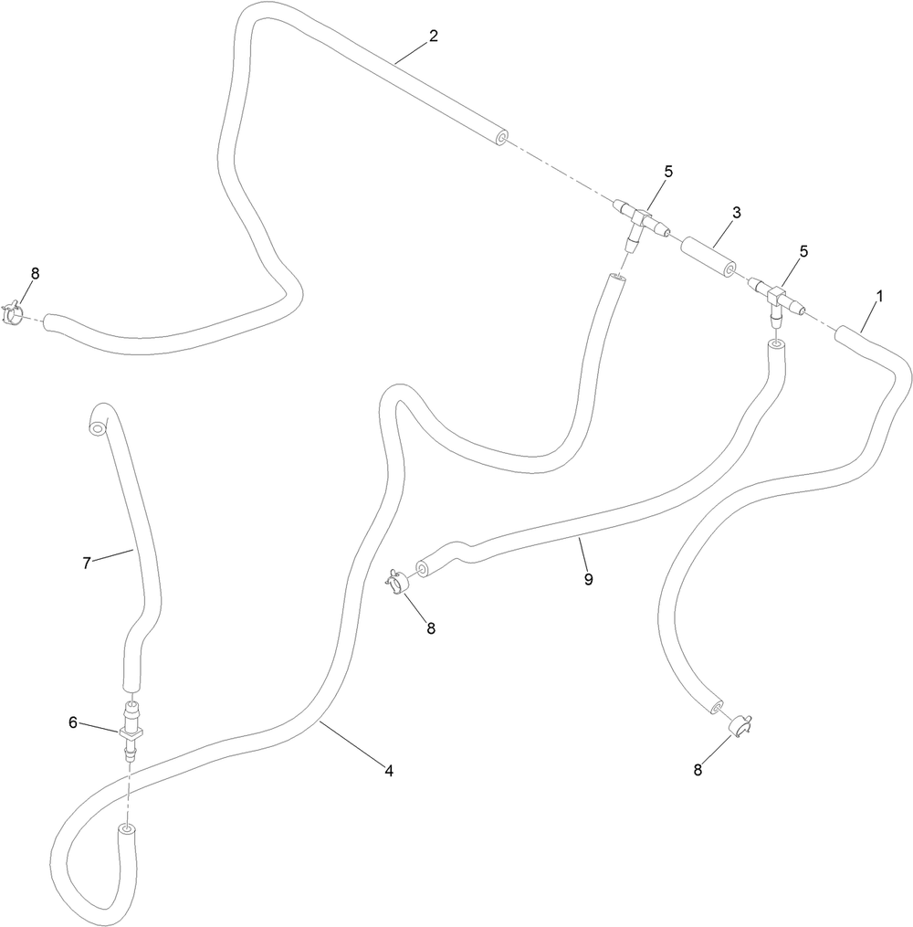 Vent Hose Assembly Diagram and Parts List for 74583 (314000001-314999999)(2014) Toro Lawn Mower