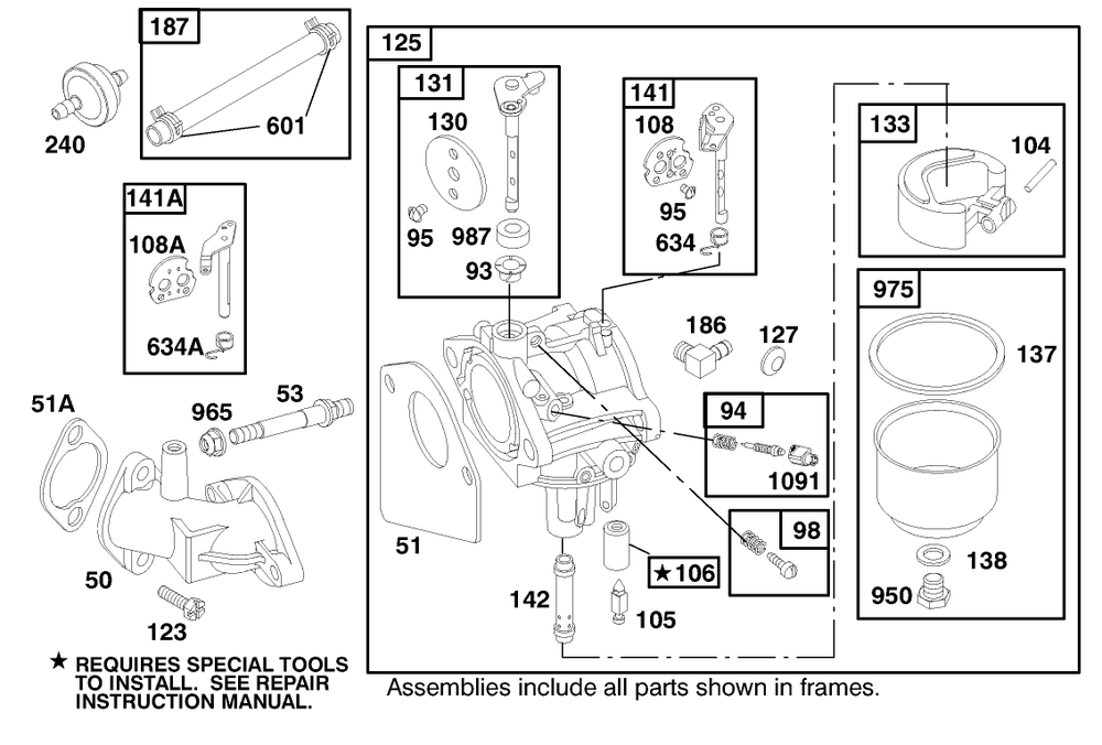 Engine Briggs & Stratton Model 28m707-1122-E1 Diagram and Parts List for 71190 8900001 - 8999999 Toro Lawn Tractor