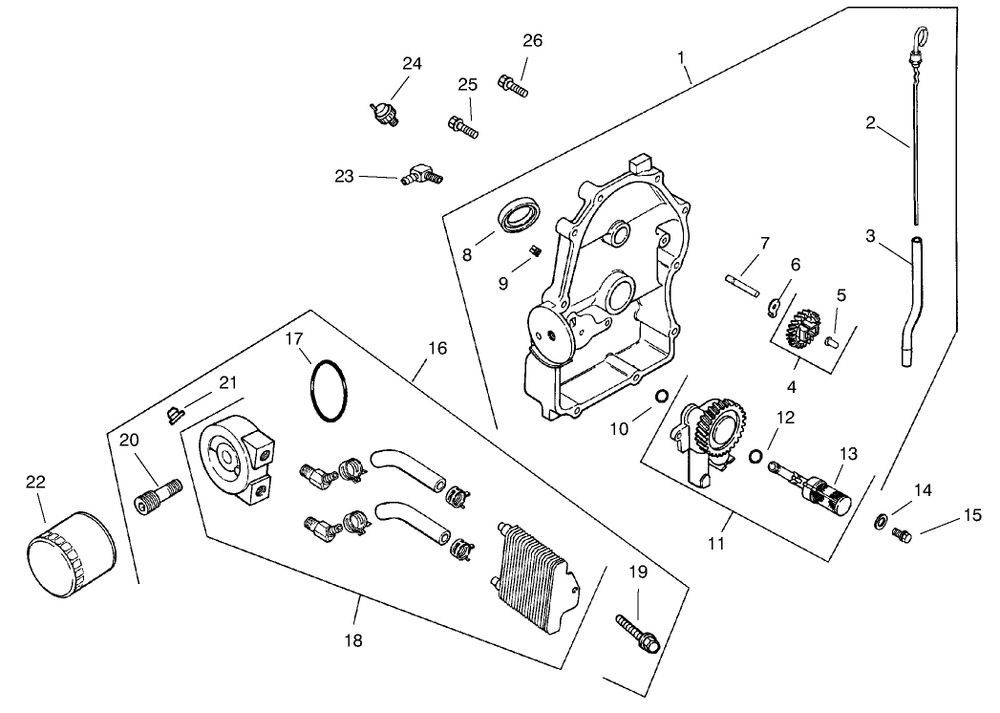 Group 3-Oil Pan/Lubrication (Ch25s 68606 Kohler) Diagram and Parts List for 74205 990001 - 999999 Toro Lawn Tractor