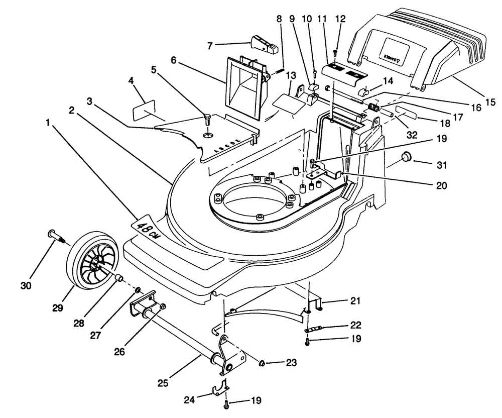 Housing Assembly Diagram and Parts List for 20910 0000001 - 0999999 Toro Lawn Mower
