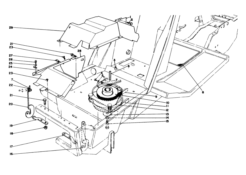 Clutch & Pulley Assembly Diagram and Parts List for 57358 7000001 - 7999999 Toro Lawn Mower