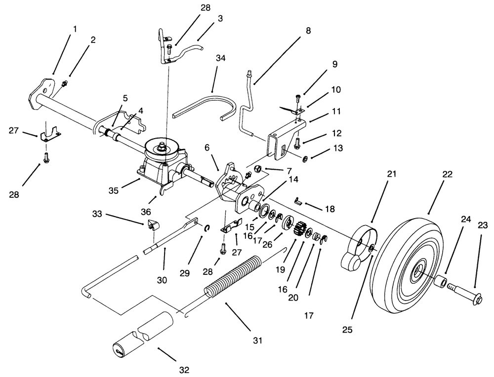 S.P. Rear Axle Assembly Diagram and Parts List for 20928BC 49000001 - 49999999 Toro Lawn Mower