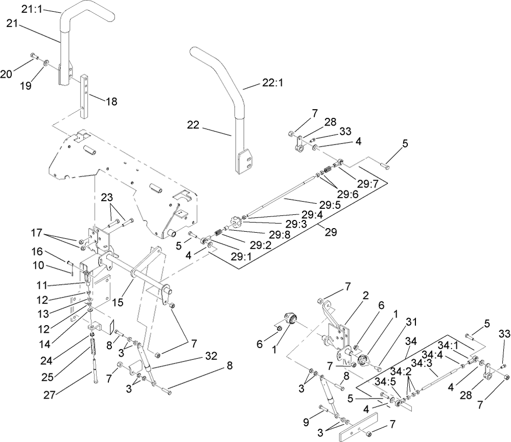 Hydro Control Assembly Diagram and Parts List for 74264TE (310000001-310999999)(2010) Toro Lawn Mower