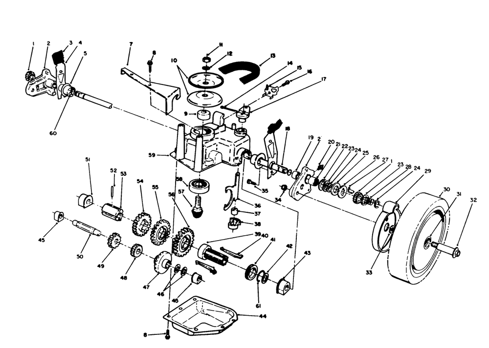 Gear Case Assembly Diagram and Parts List for 20210 2000001 - 2999999 Toro Lawn Mower