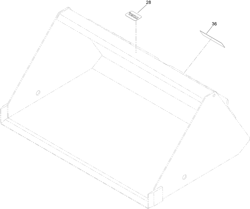 Bucket Decal Assembly Diagram and Parts List for 22342HD 413000000 - 999999999 Toro Lawn Tractor Accessories
