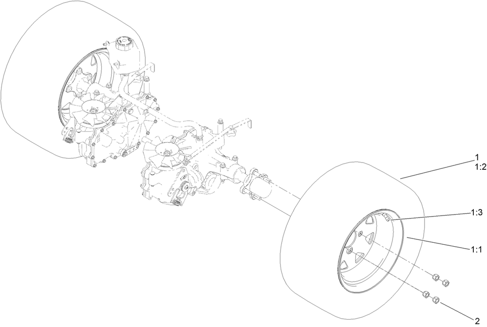 Rear Wheel Assembly Diagram and Parts List for 74456TE 412000000 - 414400999 Toro Lawn Tractor