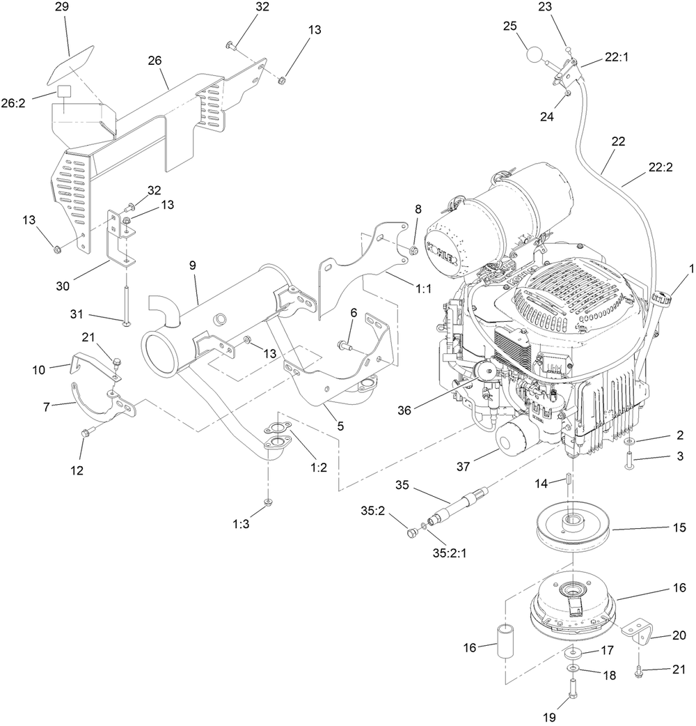 Engine Assembly Diagram and Parts List for 72529 411700000-999999999 Toro Lawn Mower
