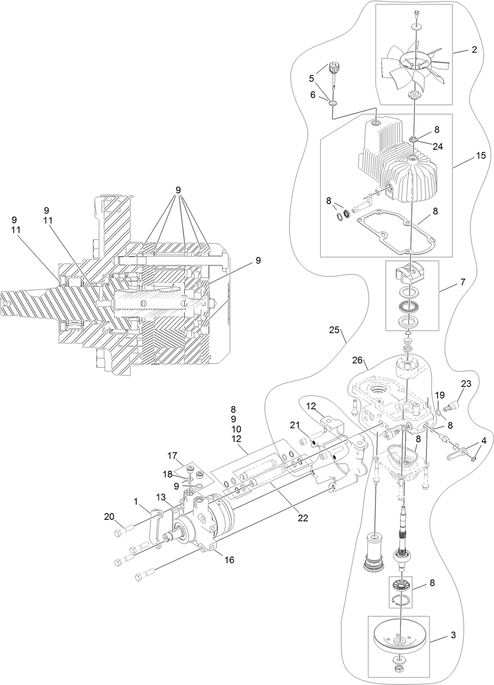 Rh Hydro Assembly Diagram and Parts List for 72930 406395465-999999999 Toro Lawn Mower