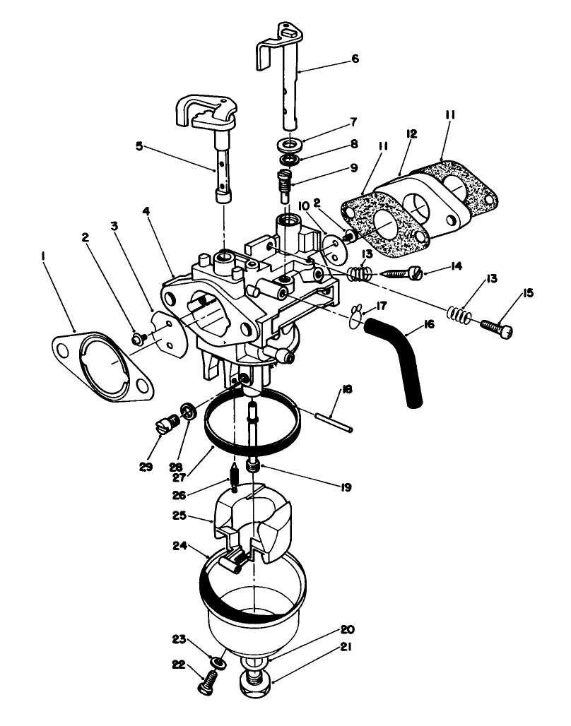 Carburetor Assembly Diagram and Parts List for 20622 6000001 - 6999999 Toro Lawn Mower