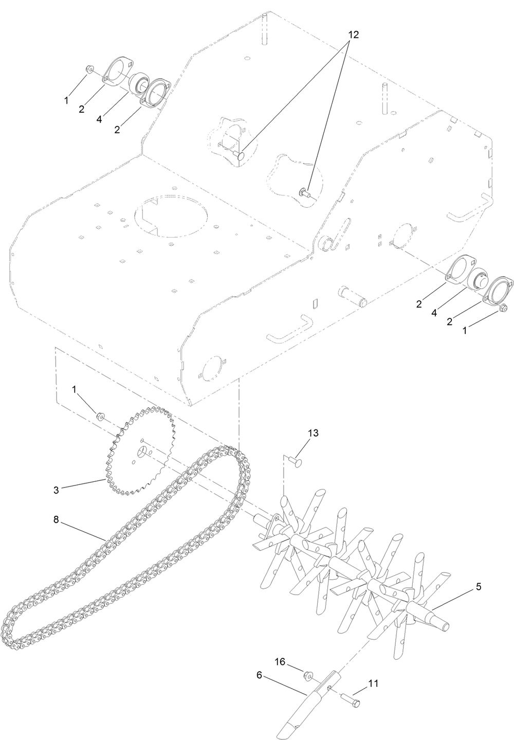 Tine Wheel Assembly Diagram and Parts List for 33516 (315000001-315999999)(2015) Toro Aerator