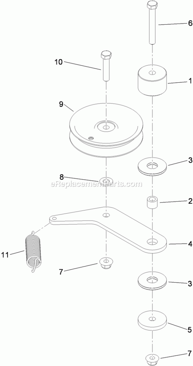 Pump Idler Assembly Diagram and Parts List for 74551 310000001-310999999 Toro Lawn Mower