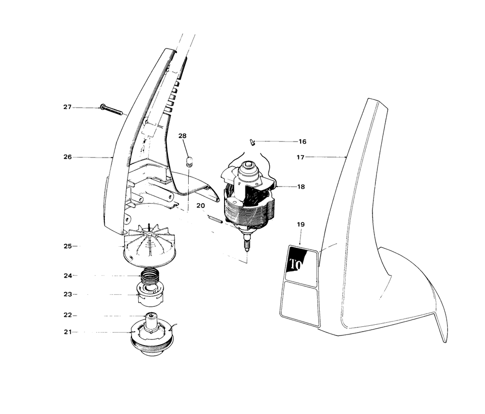 Motor And Housing Assembly Diagram and Parts List for 51250 0000001 - 0999999 Toro Trimmer