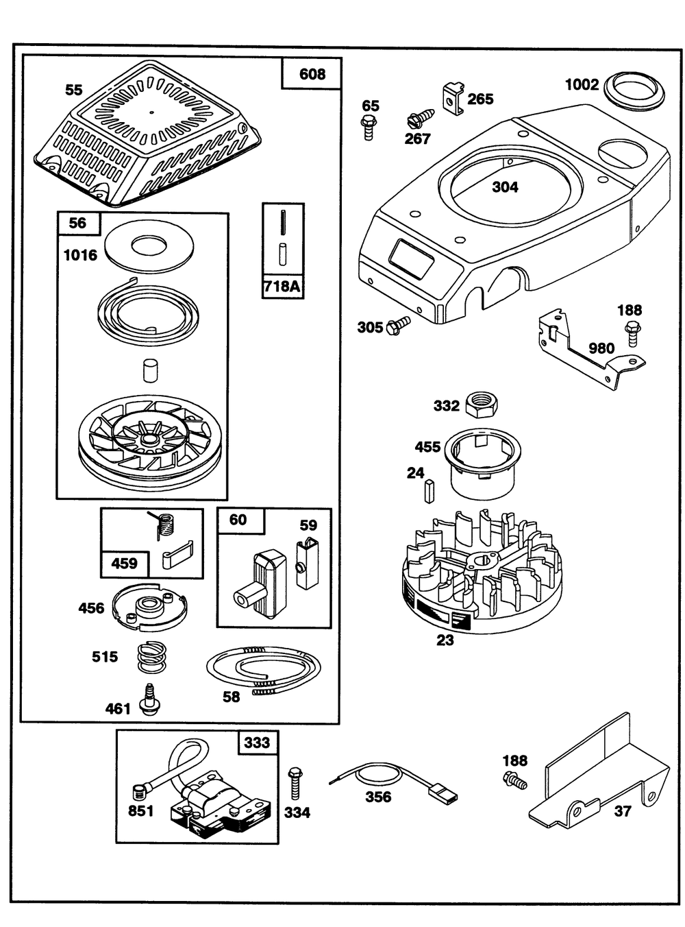 Engine Gts-150 77-9130 Diagram and Parts List for 20927B 2000001 - 2999999 Toro Lawn Mower