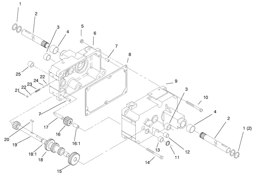 Transmission 8-Speed 4 Pinion Diagram and Parts List for 73363 7900001 - 7999999 Toro Lawn Tractor