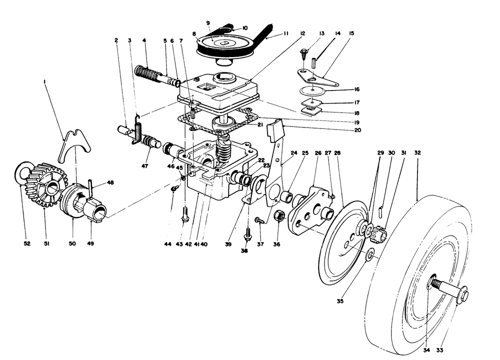 Gear Case Assembly Diagram and Parts List for 16212C 9000001 - 9999999 Toro Lawn Mower