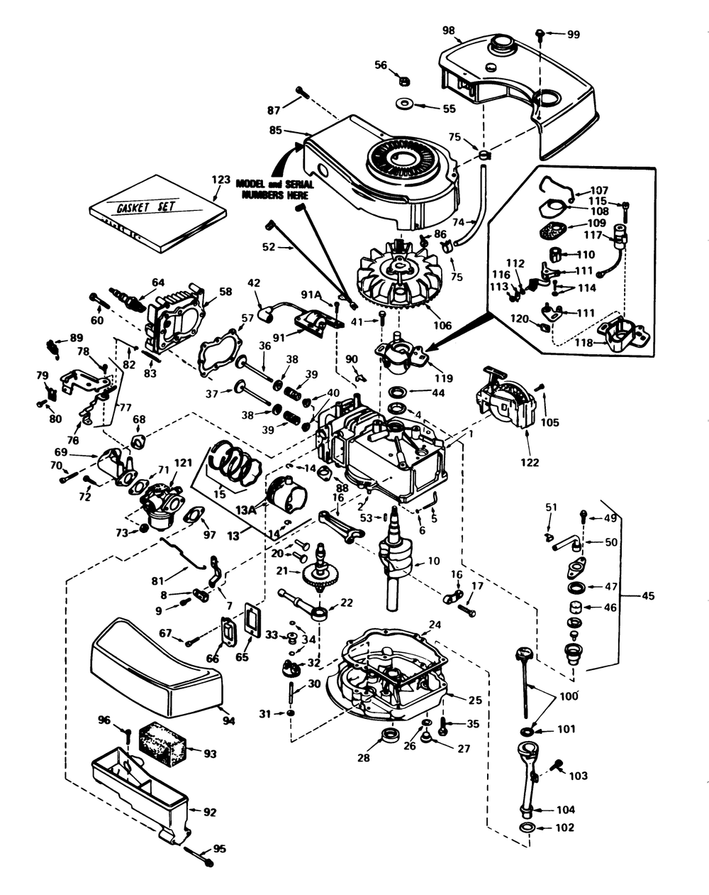 Engine Tecumseh Model No. Tnt 100-10077d Diagram and Parts List for 20762 2000001 - 2999999 Toro Lawn Mower