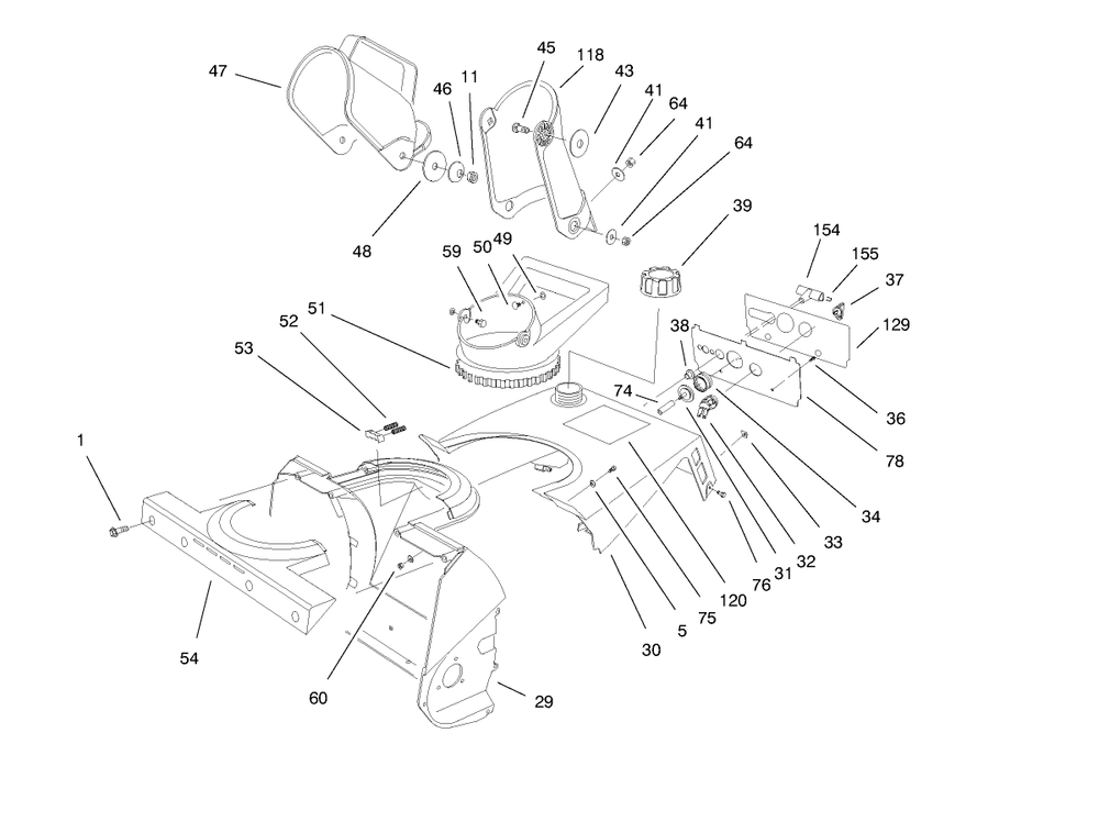 Chute Assembly Diagram and Parts List for 38176 8900001 - 8999999 Toro Snow Blower