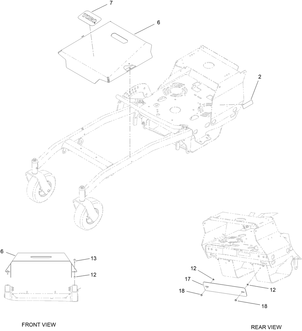 Deck Cover Assembly Diagram and Parts List for 44410TE 413000000 - 999999999 Toro Lawn Mower