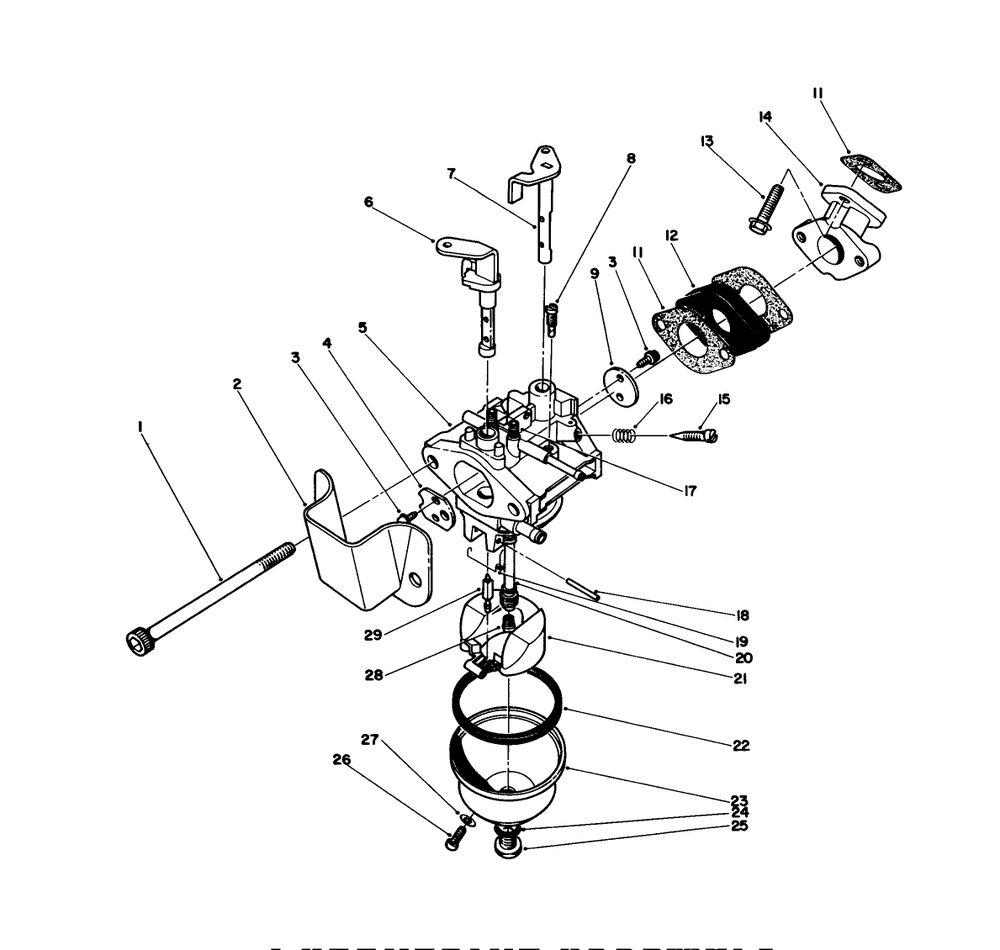 Carburetor Assembly Diagram and Parts List for 38180 7000001 - 7999999 Toro Snow Blower