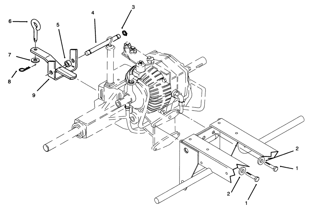 Rear Hitch Assembly Diagram and Parts List for 73421 5901047 - 5999999 Toro Lawn Tractor